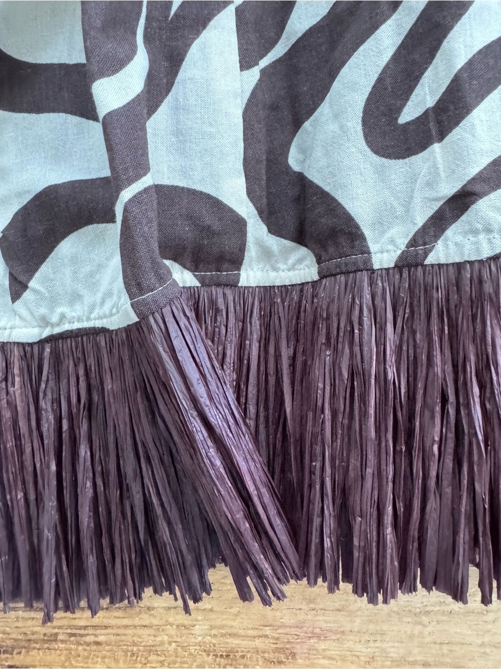 NWT Antonio Melani MG Style Fringe Linen Blend Maxi Raffia Skirt Set Brown~SZ 10 - Picture 14 of 14